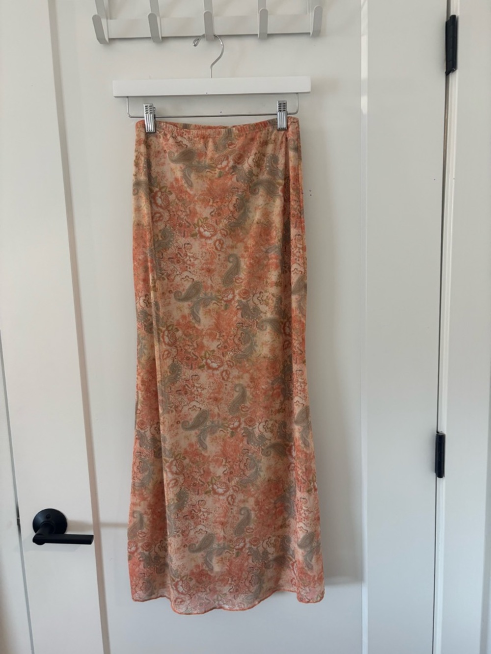 See You Monday Peach and Cream Paisley Maxi Skirt